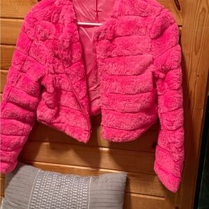 Vibrant Pink Faux Fur Jacket
